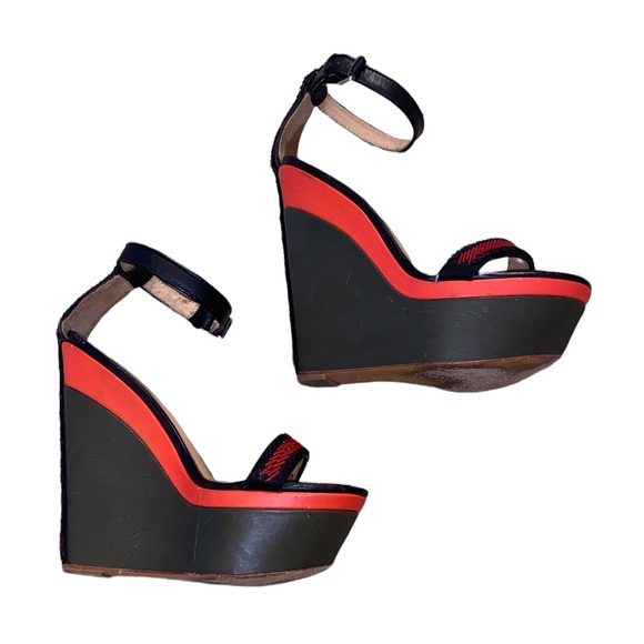 L.A.M.B Penny Beaded Colorblock Platform Wedge Sandals - 7 - Picture 9 of 15